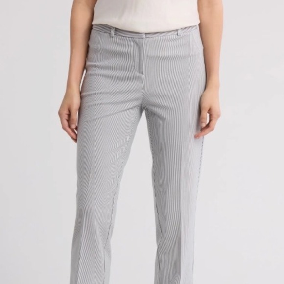 Amanda‎ Chelsea Pants Womens 2 Gray White Striped Cropped Ankle Straight Leg - Picture 9 of 10